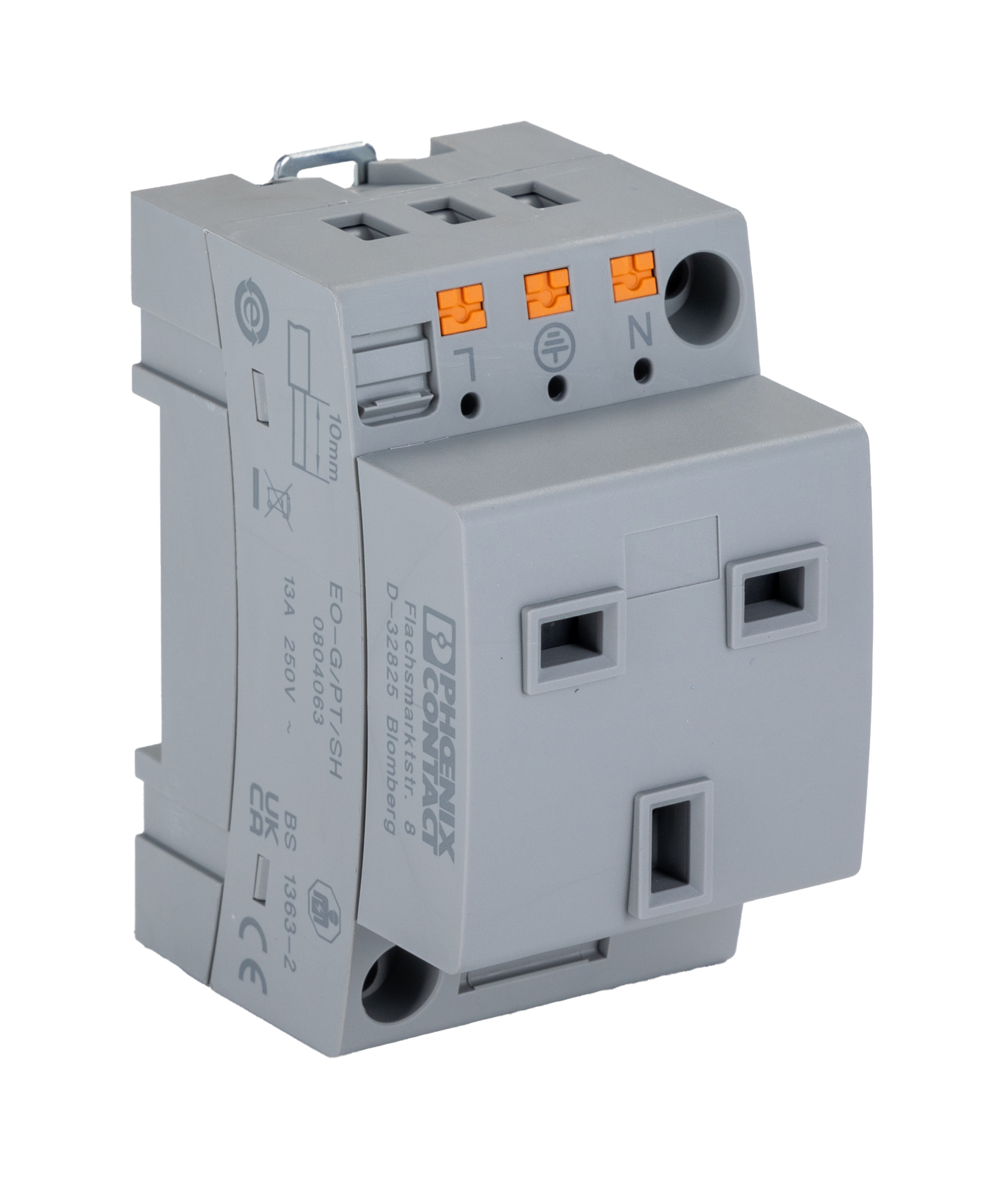 Phoenix Contact Poland Mains Sockets, 13A Grey, DIN Rail Mount Polyamide, 250 V