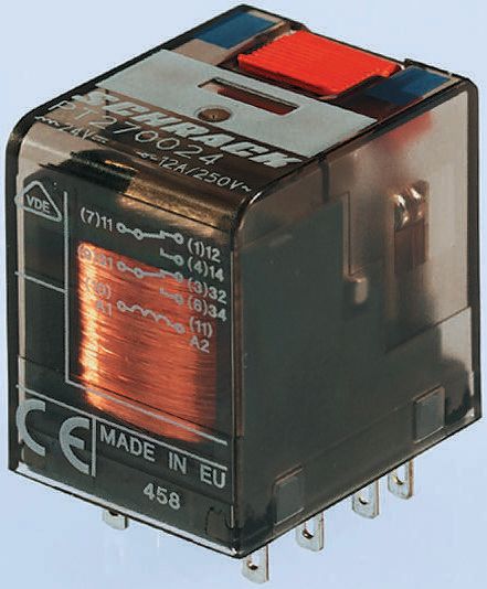 TE Connectivity PCB Mount Power Relay, 115V ac Coil, 6A Switching Current, 4PDT