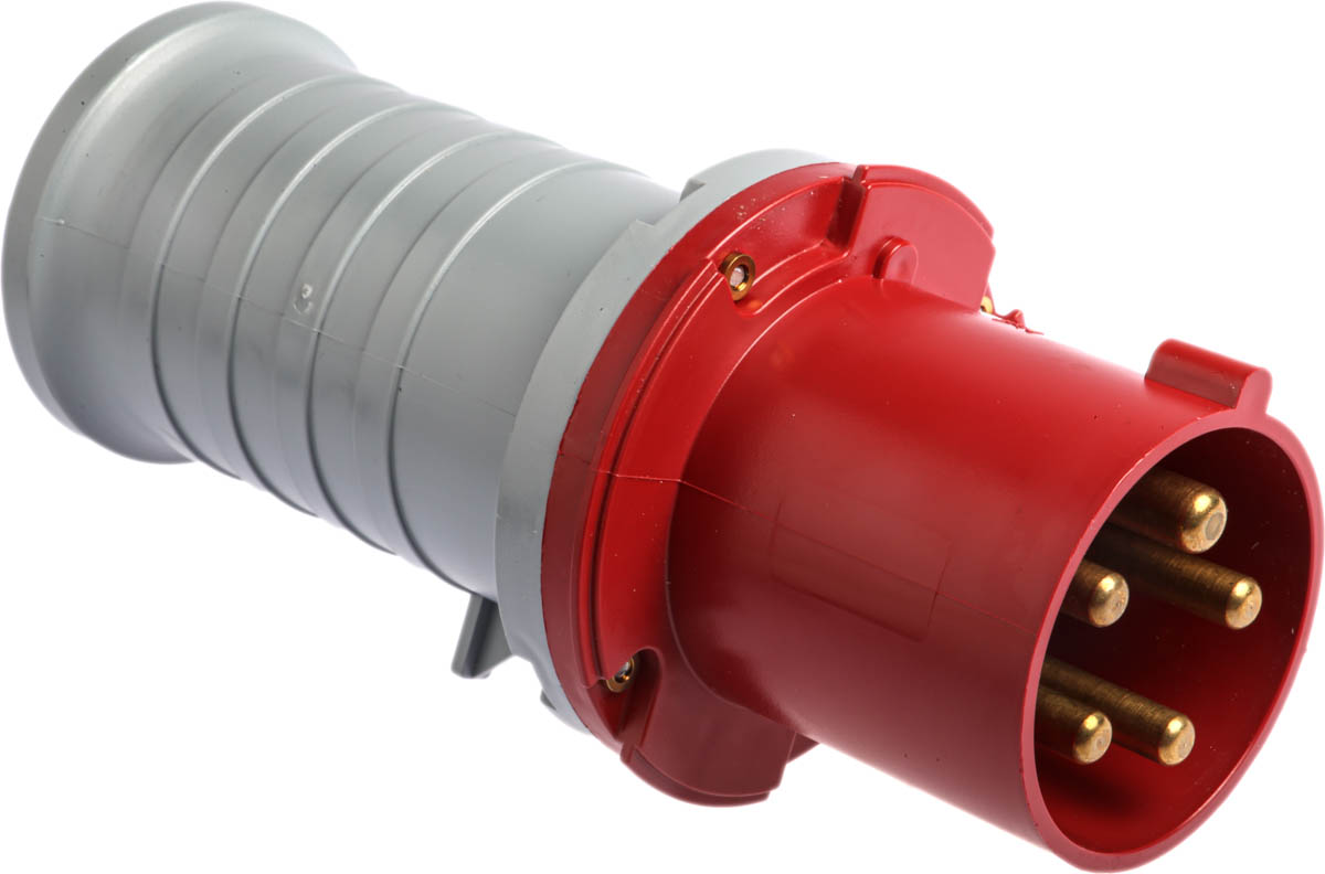 Amphenol Industrial, Tough & Safe IP44 Red Cable Mount 3P + N + E Industrial Power Plug, Rated At 63A, 415 V