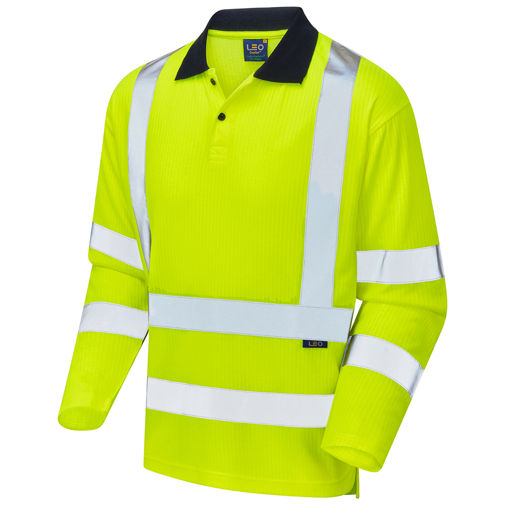 Leo Workwear P05-Y-LEO Yellow Unisex Hi Vis Polo Shirt, XL