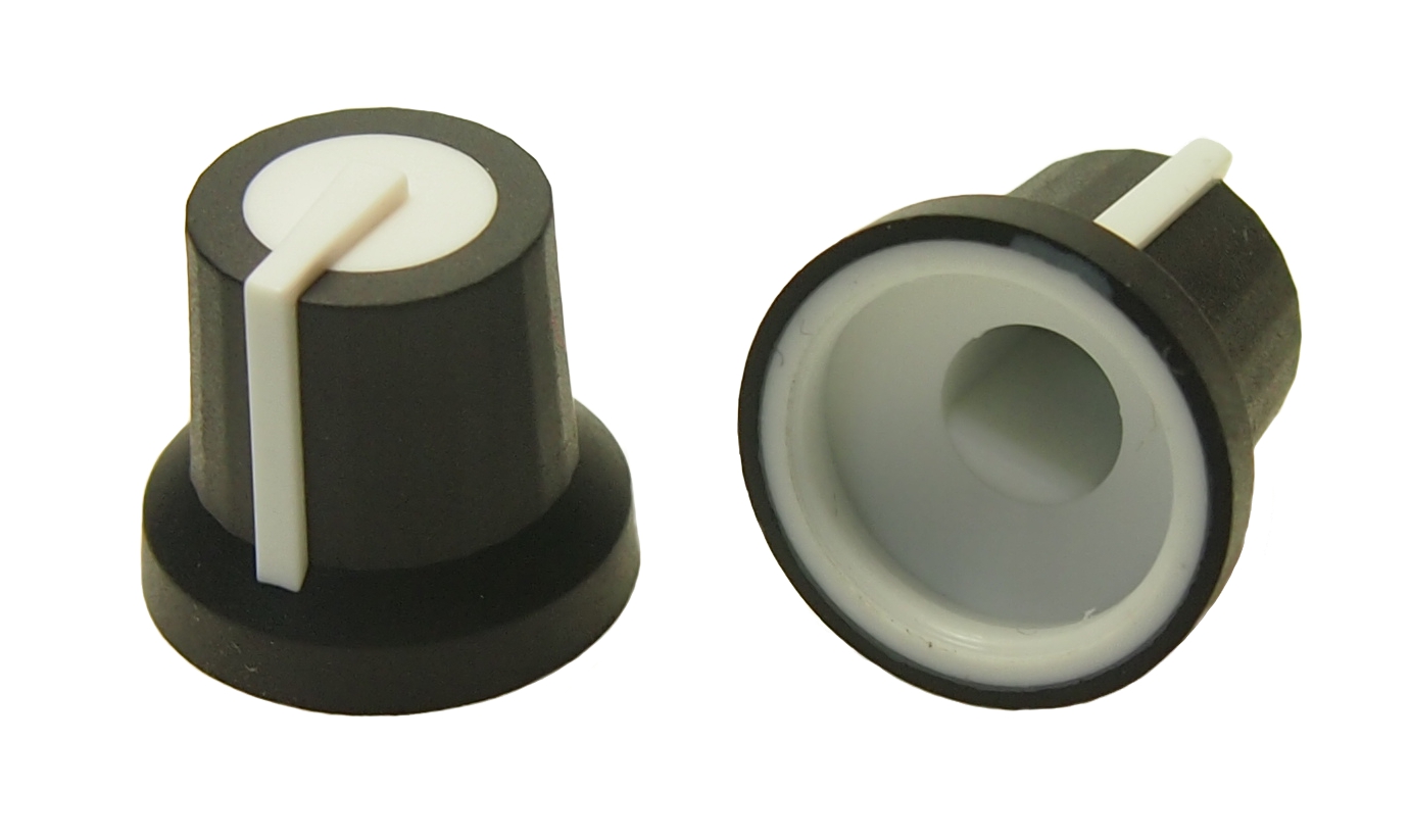 RS PRO 16.2mm Black Potentiometer Knob for 6mm Shaft D Shaped