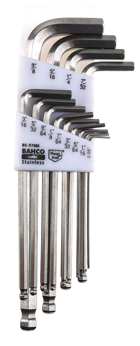 Bahco 13 piece L Shape Imperial Hex Key Set, 0.05 → 3/8"