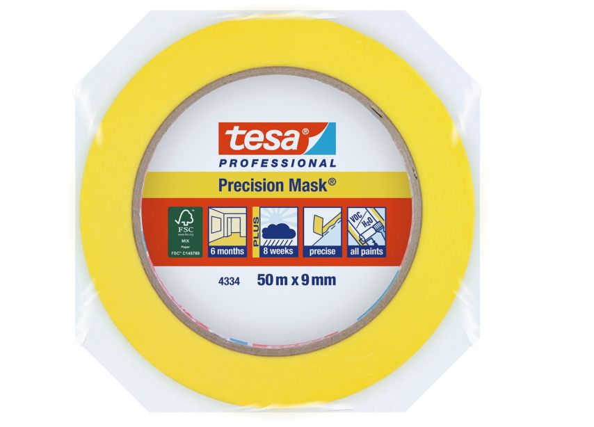 Tesa 04334-00030-01 Yellow Masking Tape 9mm x 50m