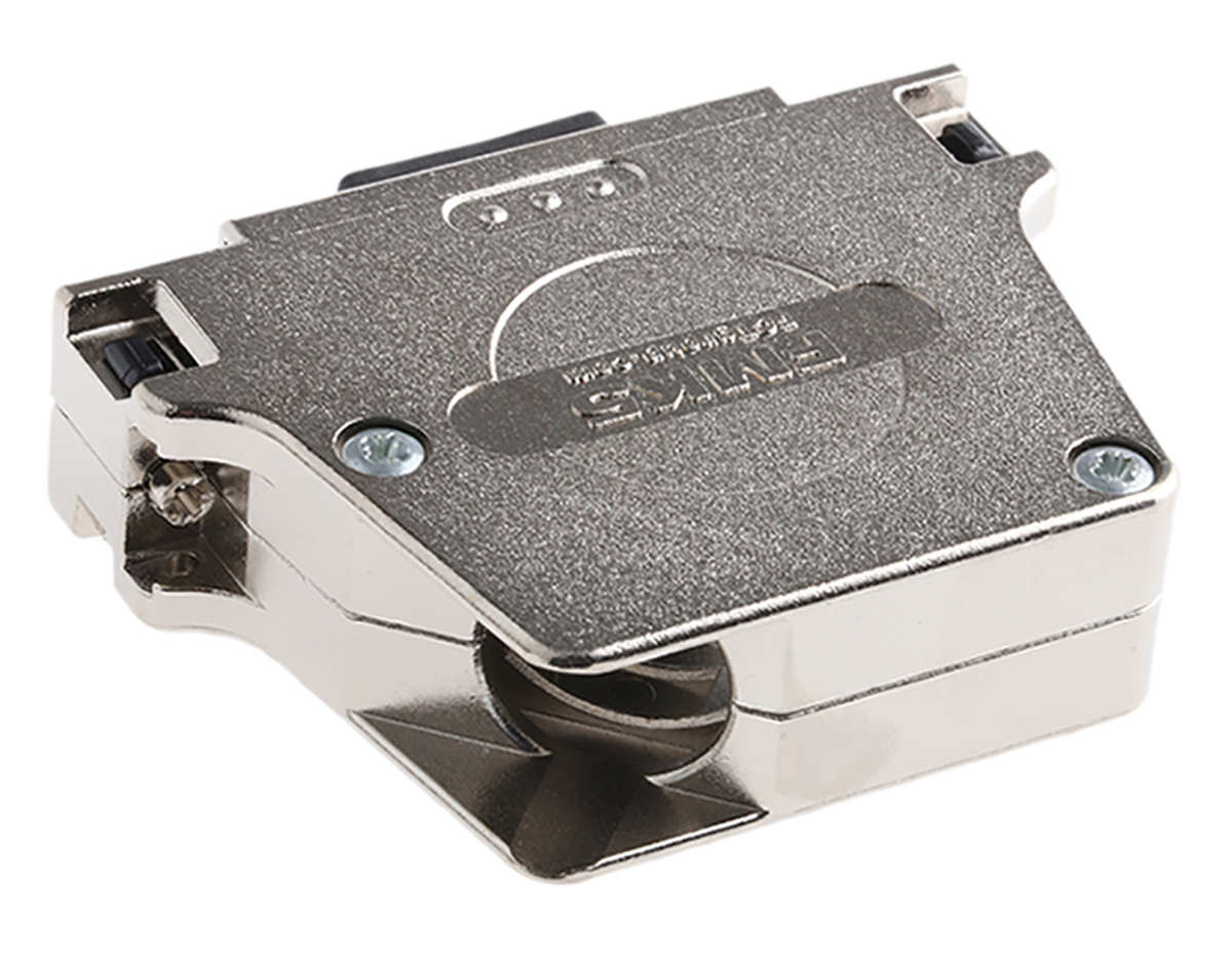 FCT from Molex FMK Series Die Cast Zinc Angled D Sub Backshell, 50 Way, Strain Relief