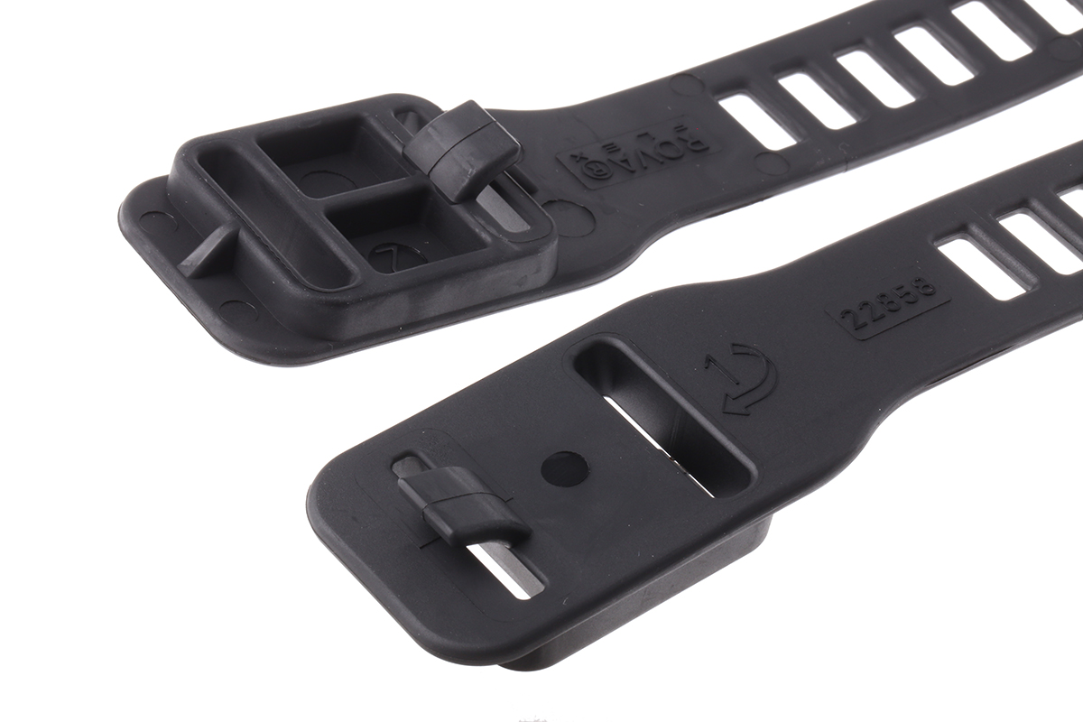 HellermannTyton Cable Tie, Releasable, 580mm x 28 mm, Black TPU, Pk-3