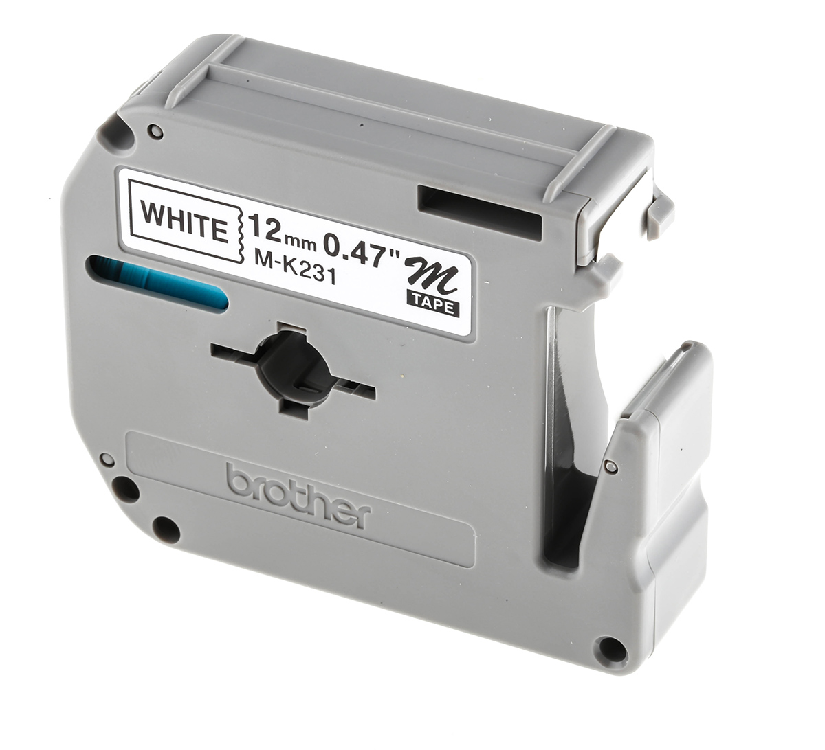 Brother Black on White Label Printer Tape, 8 m Length, 12 mm Width