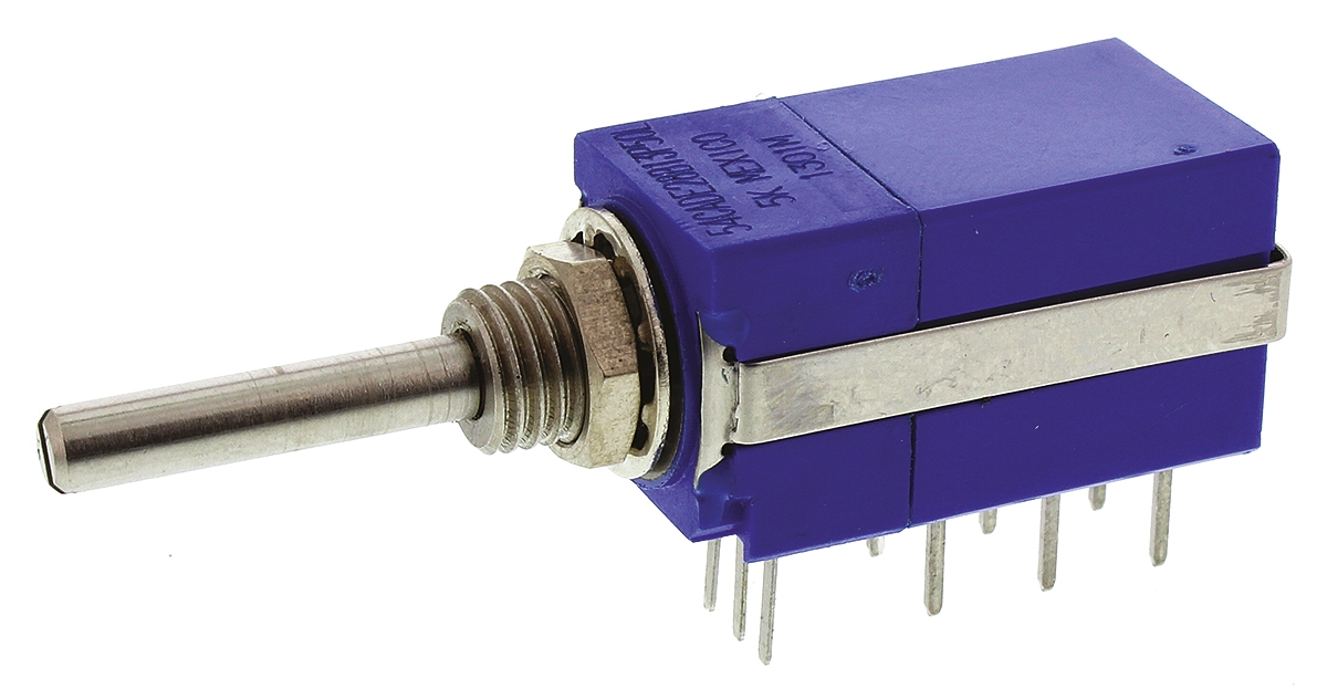 Bourns 54 5kΩ Rotary Potentiometer 1-Gang Panel Mount, 54CAD-E28-B13/P50L