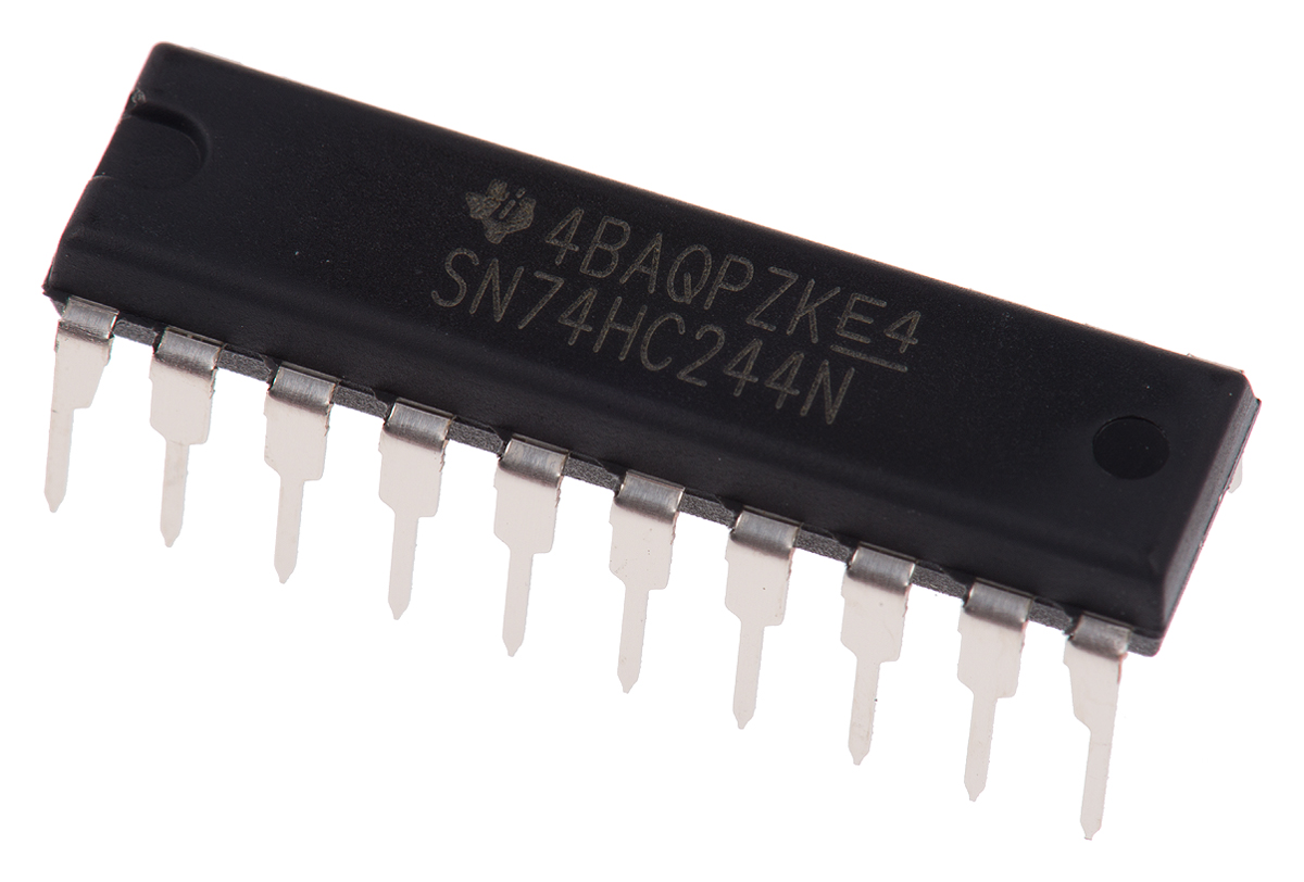 Texas Instruments SN74HC244N Octal-Channel Buffer & Line Driver, 3-State, 20-Pin PDIP