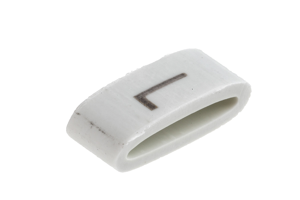 HellermannTyton HODS85 Slide On Cable Markers, Black on White, Pre-printed "L", 1.8 → 6.3mm Cable, 531-07872