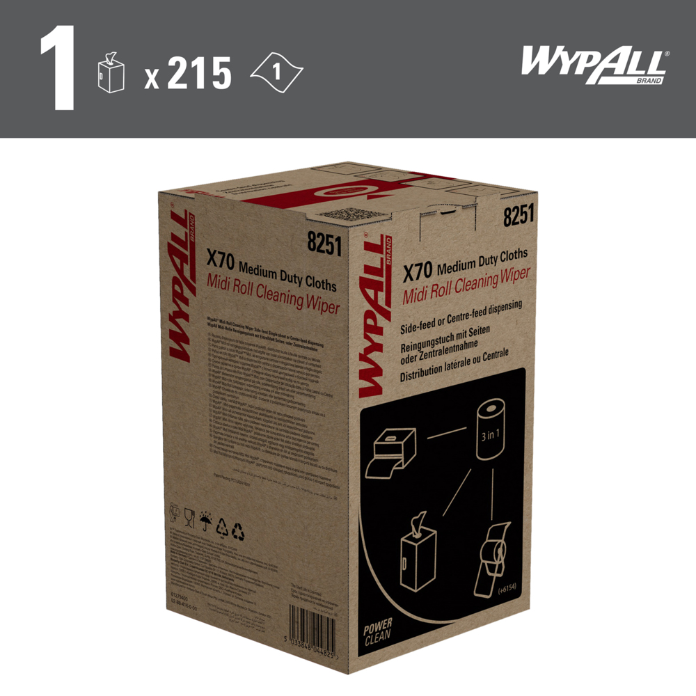 WYPALL Wypall Wipes for Cleaning, Carton of 215, 31cm
