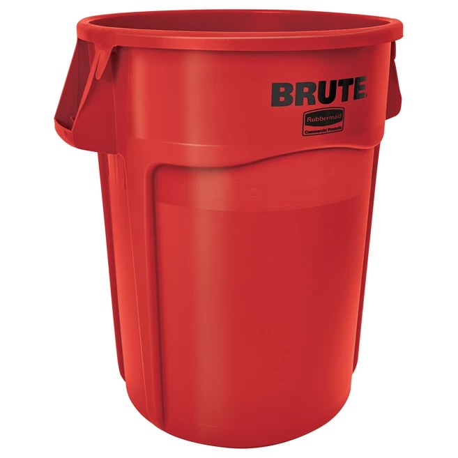 Rubbermaid Commercial Products Vented Brute 44gal Red Resin Waste Bin