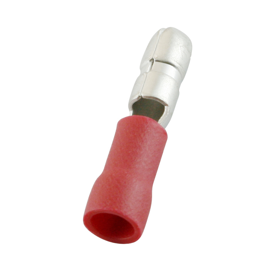 RS PRO Insulated, Red Crimp Bullet Connector, 0.5mm² to 1.5mm², 22AWG to 16AWG, 4mm Bullet diameter Male