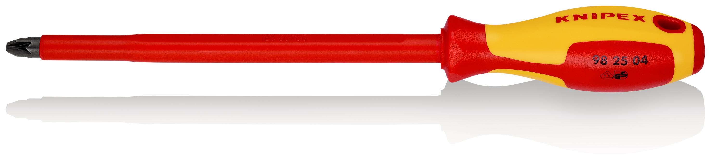 Knipex Pozidriv Insulated Screwdriver, PZ4 Tip, 200 mm Blade, VDE/1000V, 320 mm Overall