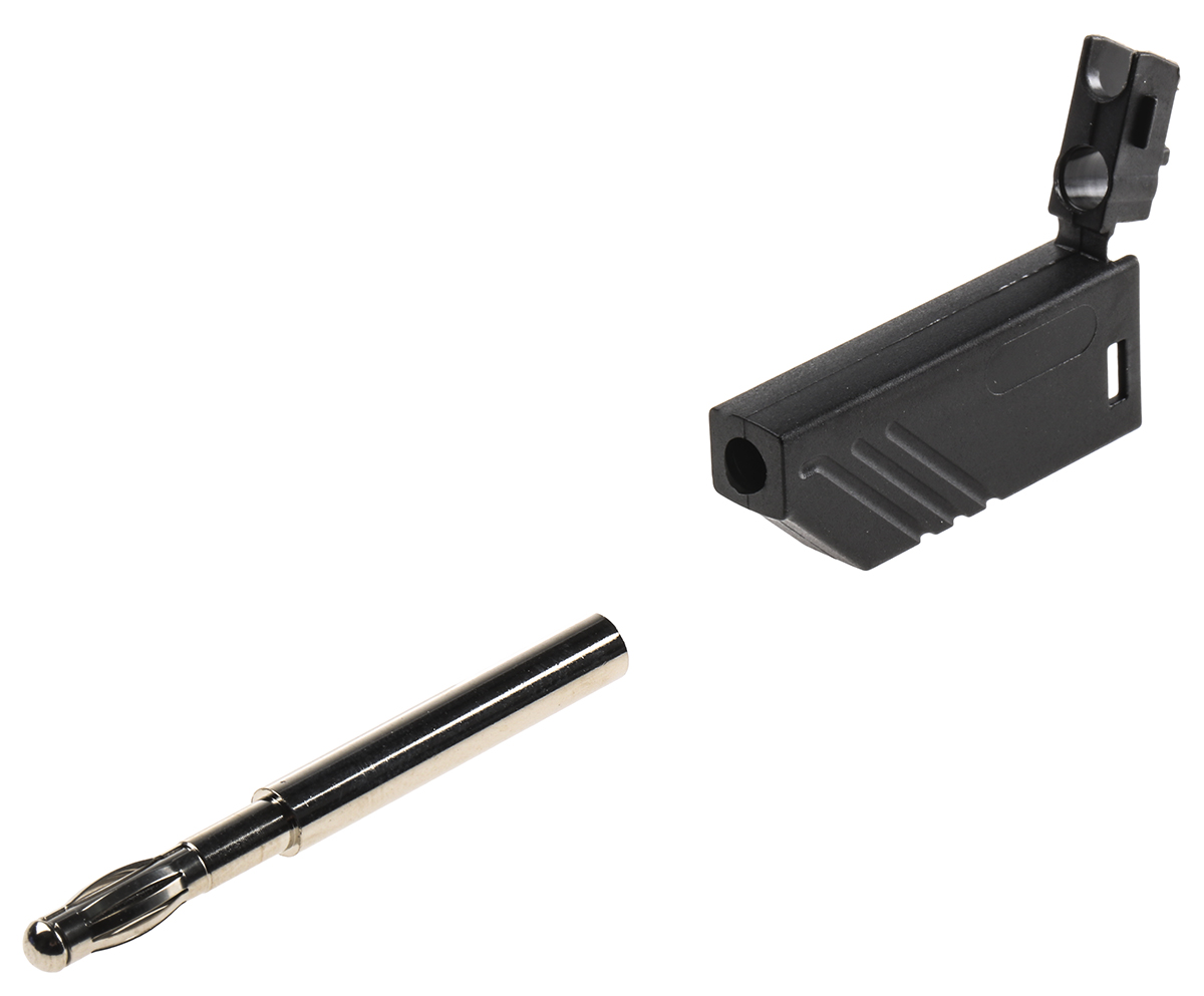 Hirschmann Test & Measurement Black Male Banana Plug, 4 mm Connector, Screw Termination, 16A, 60V dc, Nickel Plating