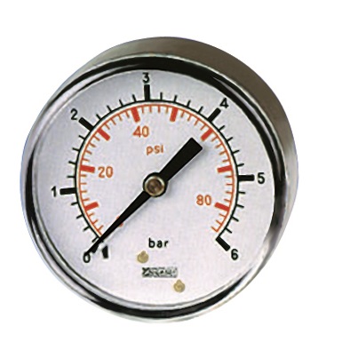 RS PRO BSP 1/8in Analogue Pressure Gauge 30psi Back Entry 40mm Outside Diameter