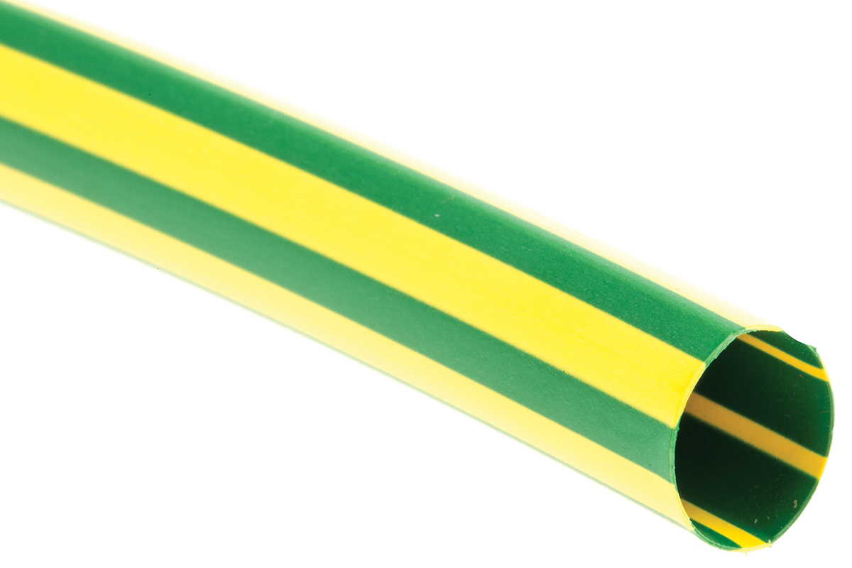 TE Connectivity Heat Shrink Tubing, Green/Yellow 10mm Sleeve Dia. x 1.5m Length 2:1 Ratio, DCPT Series