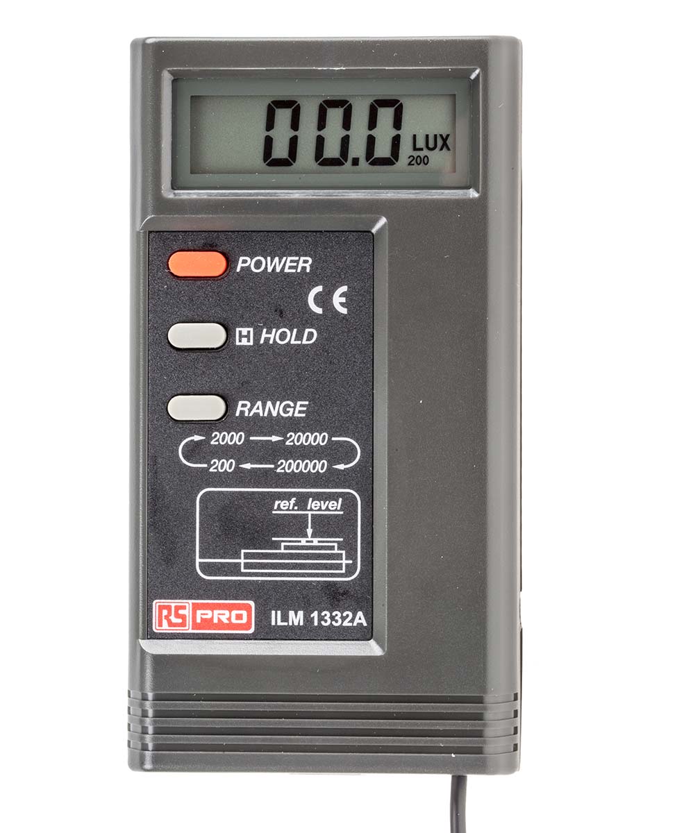 RS PRO ILM1332A Light Meter, 0.01lx to 200000lx, ±3 %, With RS Calibration