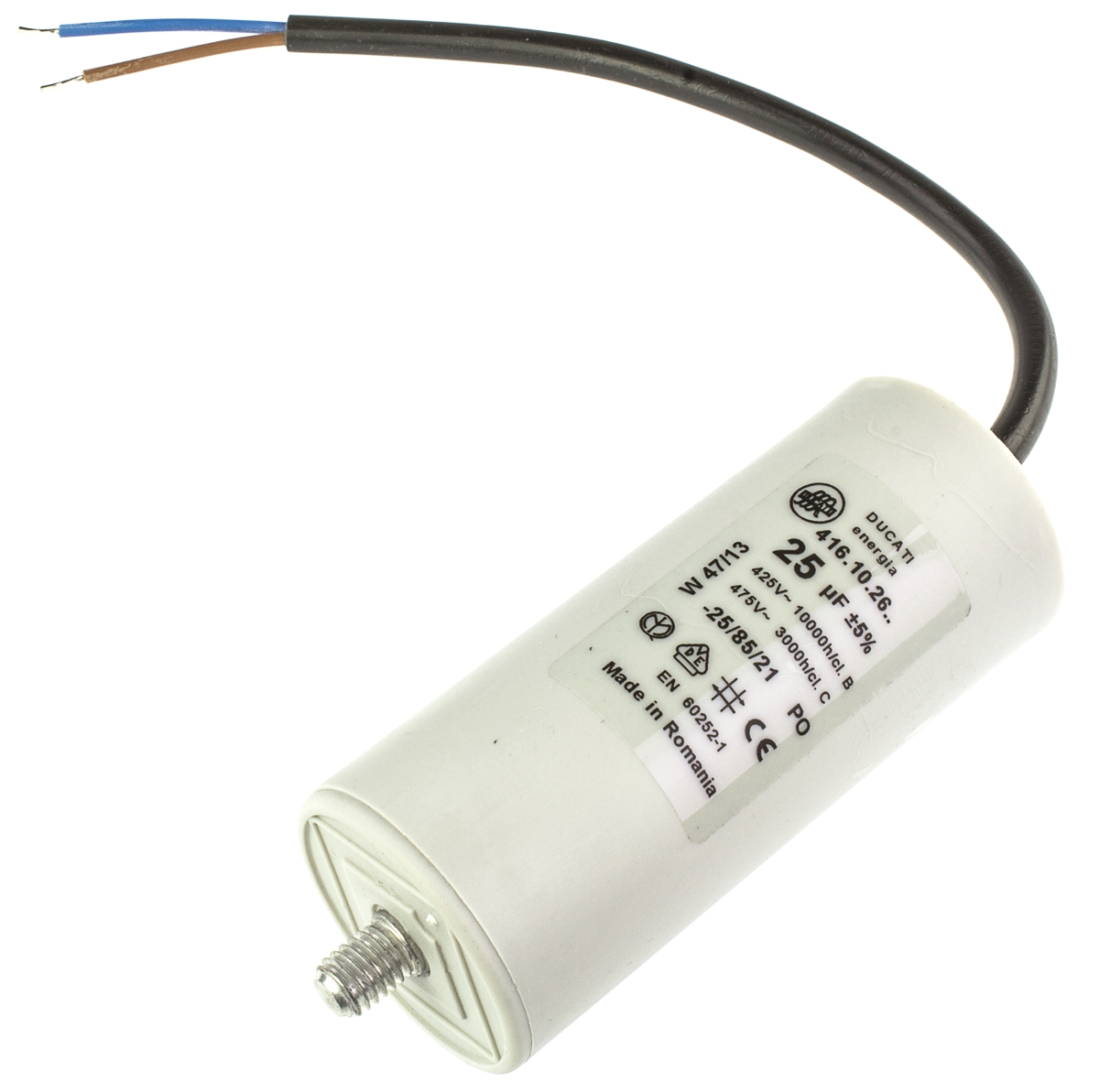 Ducati Energia 4.16.10 Polypropylene Film Capacitor, 400 → 500V ac, ±5%, 25μF, Stud Mount