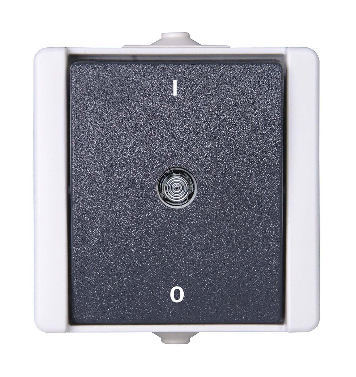 Kopp Grey Rocker Light Switch, 1 Way, 1 Gang