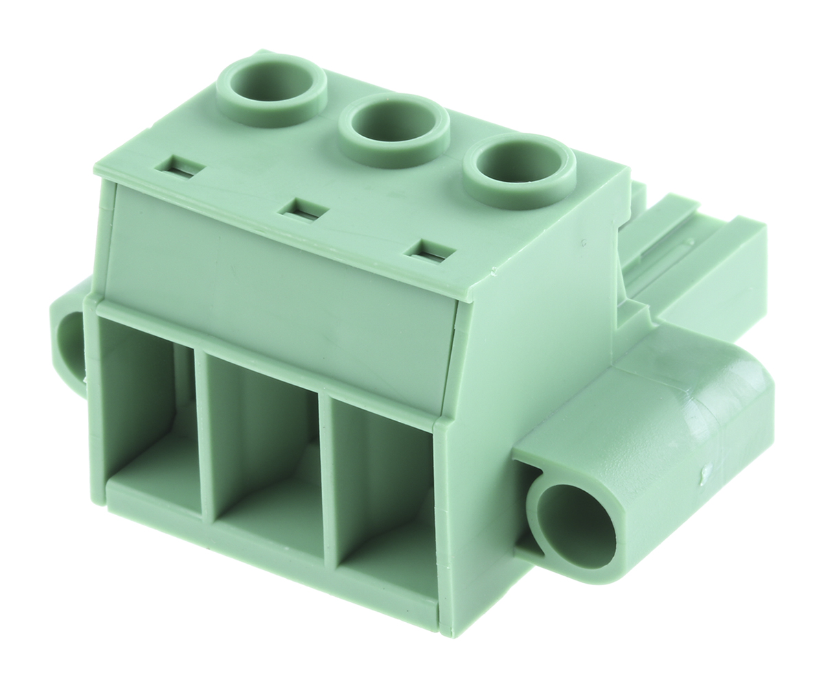 Phoenix Contact, 10.16mm Pitch, PC 16/ 3-STF-10.16, 3 Way, Pluggable Terminal Block, Plug, Panel Mount, Screw Down