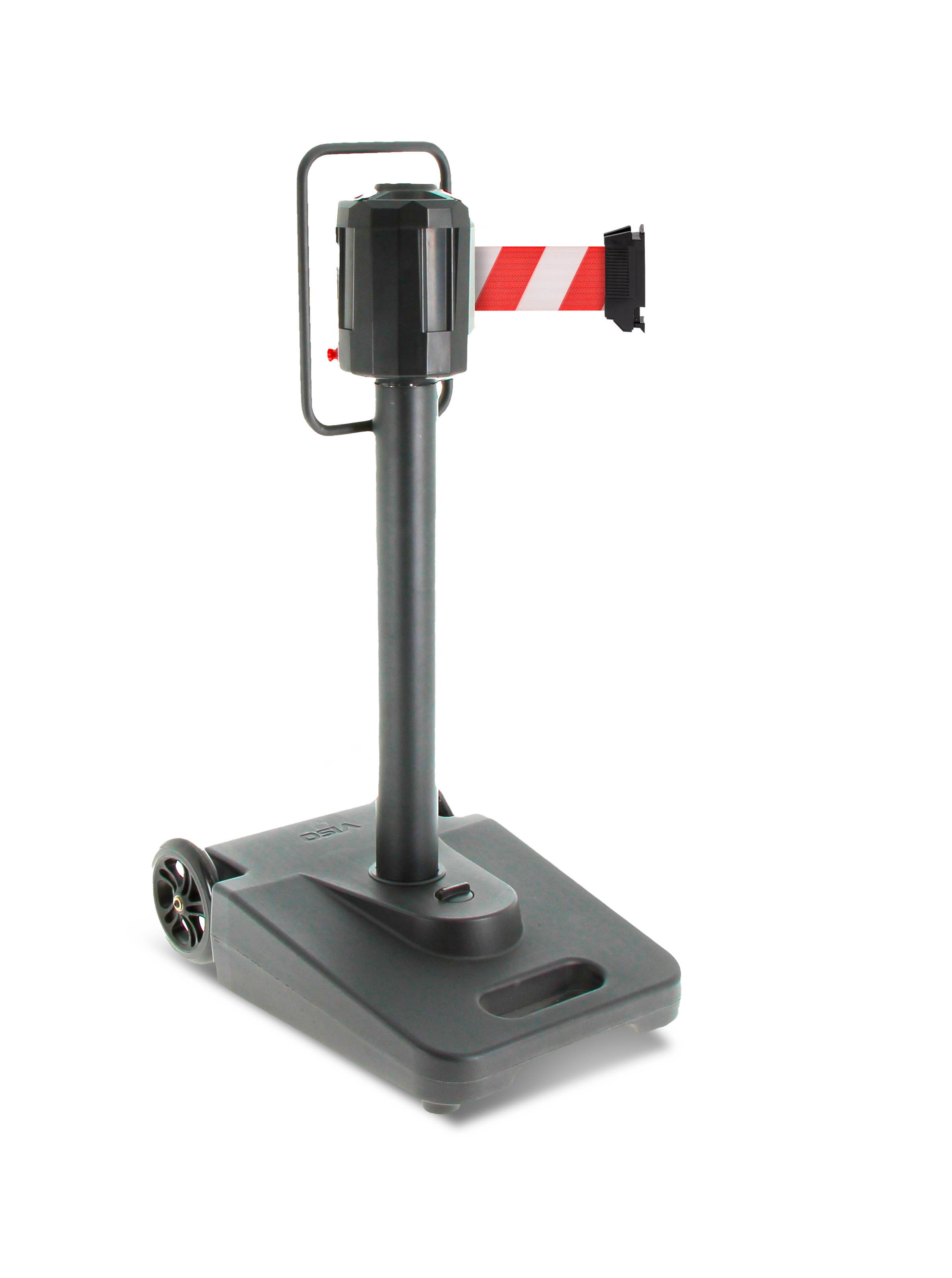 Viso Black Polypropylene, Steel Retractable Barrier, 15m, Red/White Tape