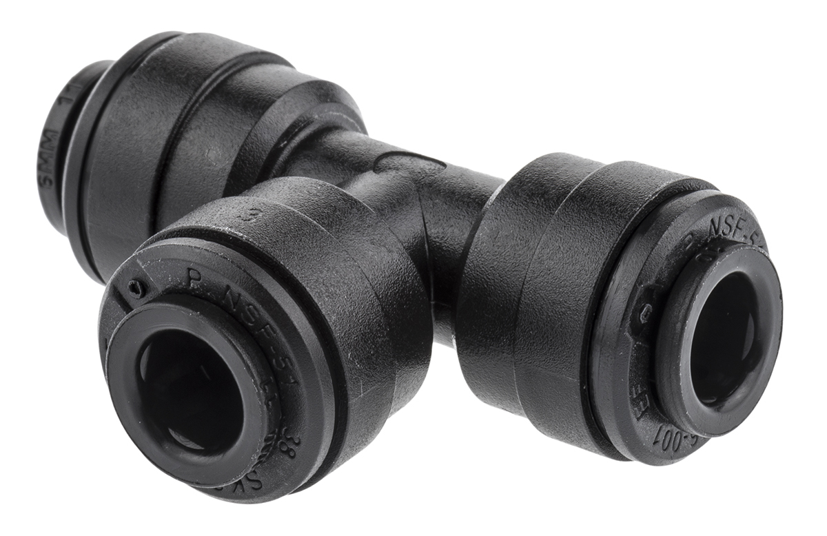 John Guest PM Series Tee Tube-to-Tube Adaptor Push In 6 mm, Push In 6 mm to Push In 6 mm, Tube-to-Tube Connection Style