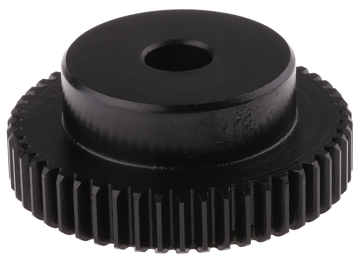 RS PRO Steel 50 Teeth Spur Gear, 1 Module, 10mm Bore Diam, 50mm Pitch Diam, 35mm Hub Diam