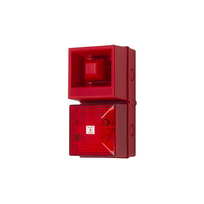 Clifford & Snell YL40 Series Red Sounder Beacon, 230 V ac, IP65, Bulkhead, Flat Wall, 108dB at 1 Metre