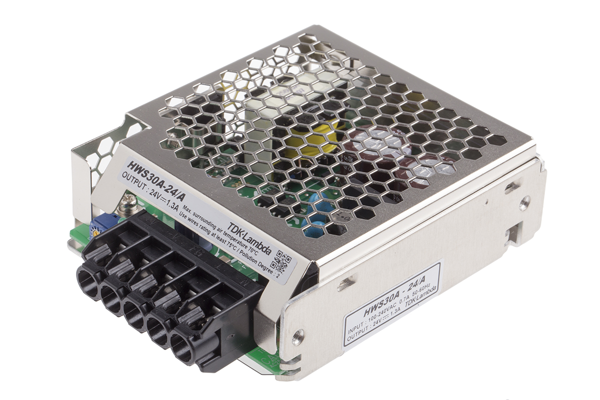 TDK-Lambda Switching Power Supply, HWS30A-24/A, 24V dc, 1.3A, 30W, 1 Output, 120 → 370 V dc, 85 → 265 V