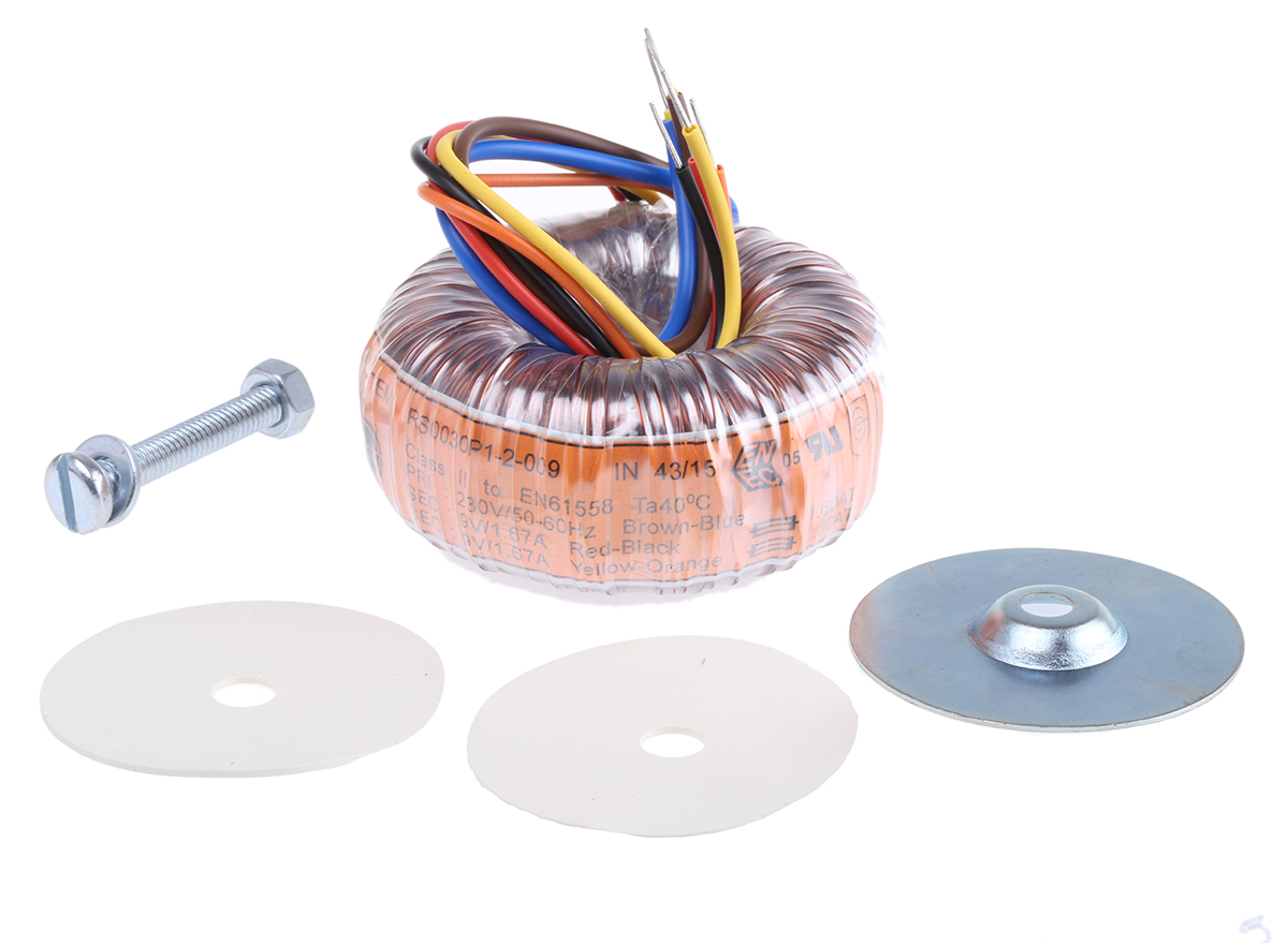 Nuvotem Talema 230V ac, 2 x 9V ac Toroidal Transformer, 30VA 2 Output