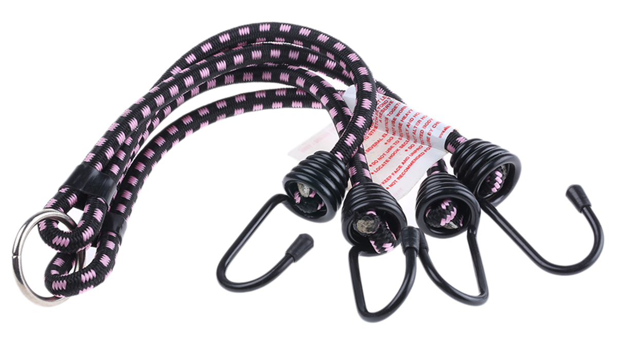 RS PRO 4 Hooks Bungee Cord, 600mm Long, 8 mm Diameter