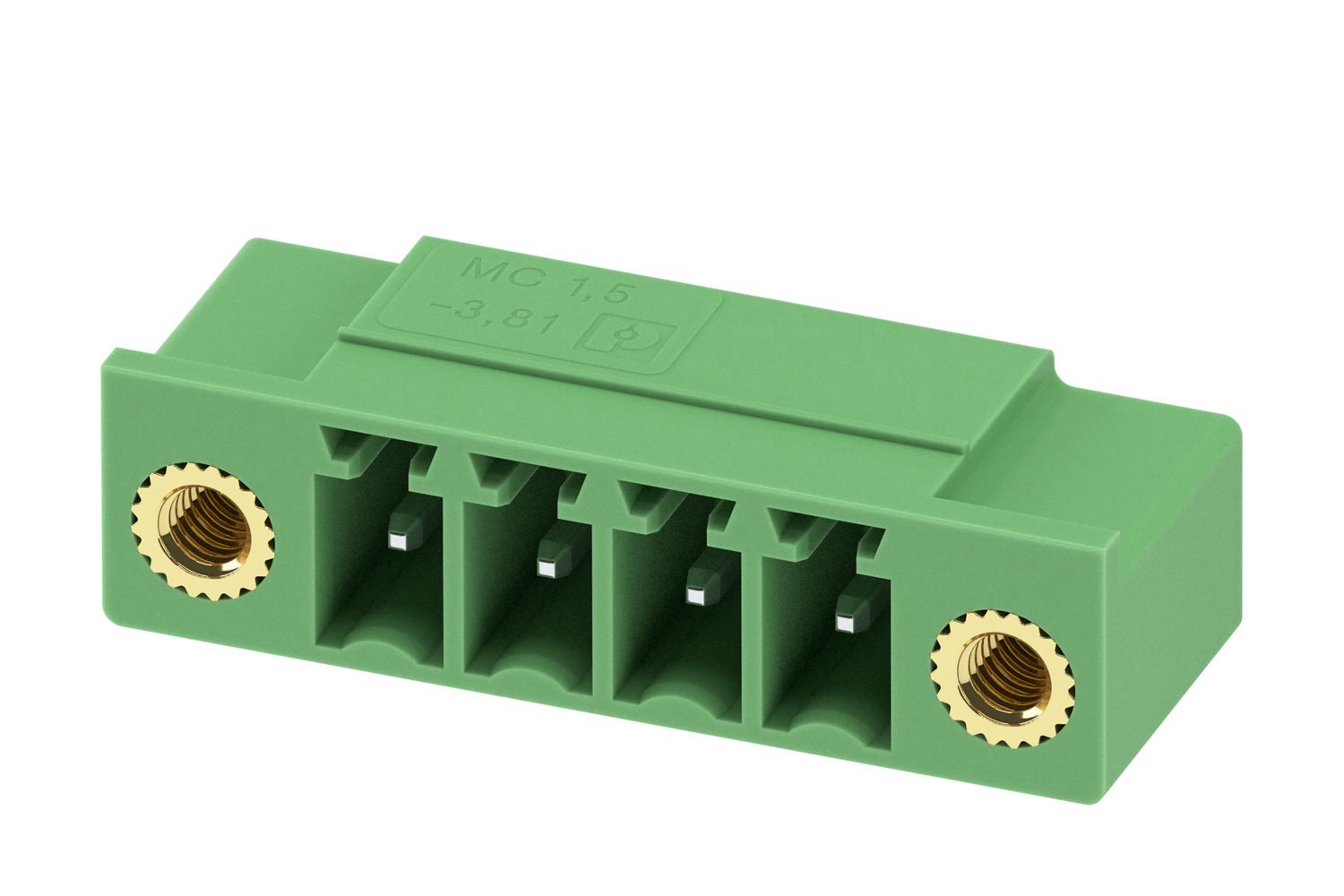 Phoenix Contact, 3.81mm Pitch, MC 1.5/4-GF-3.81-LR, 4 Way, Right Angle, Pluggable Terminal Block, Header, Through Hole,