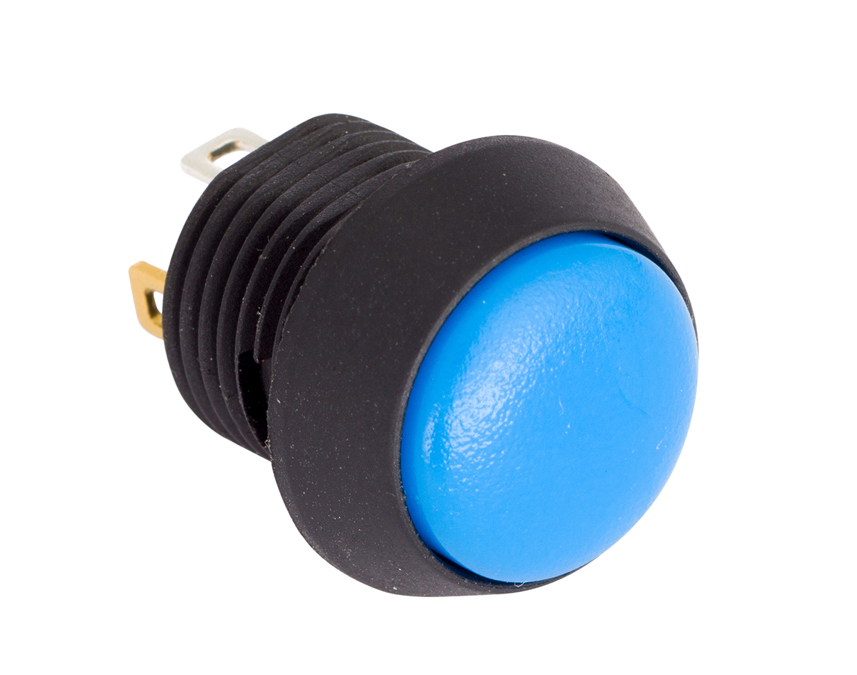 EOZ Illuminated Push Button Switch, Momentary, Panel Mount, 12mm Cutout, SPST, Blue LED, 5V, IP67
