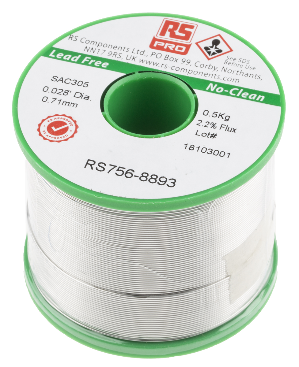 RS PRO Wire, 0.71mm Lead Free Solder, 217°C Melting Point
