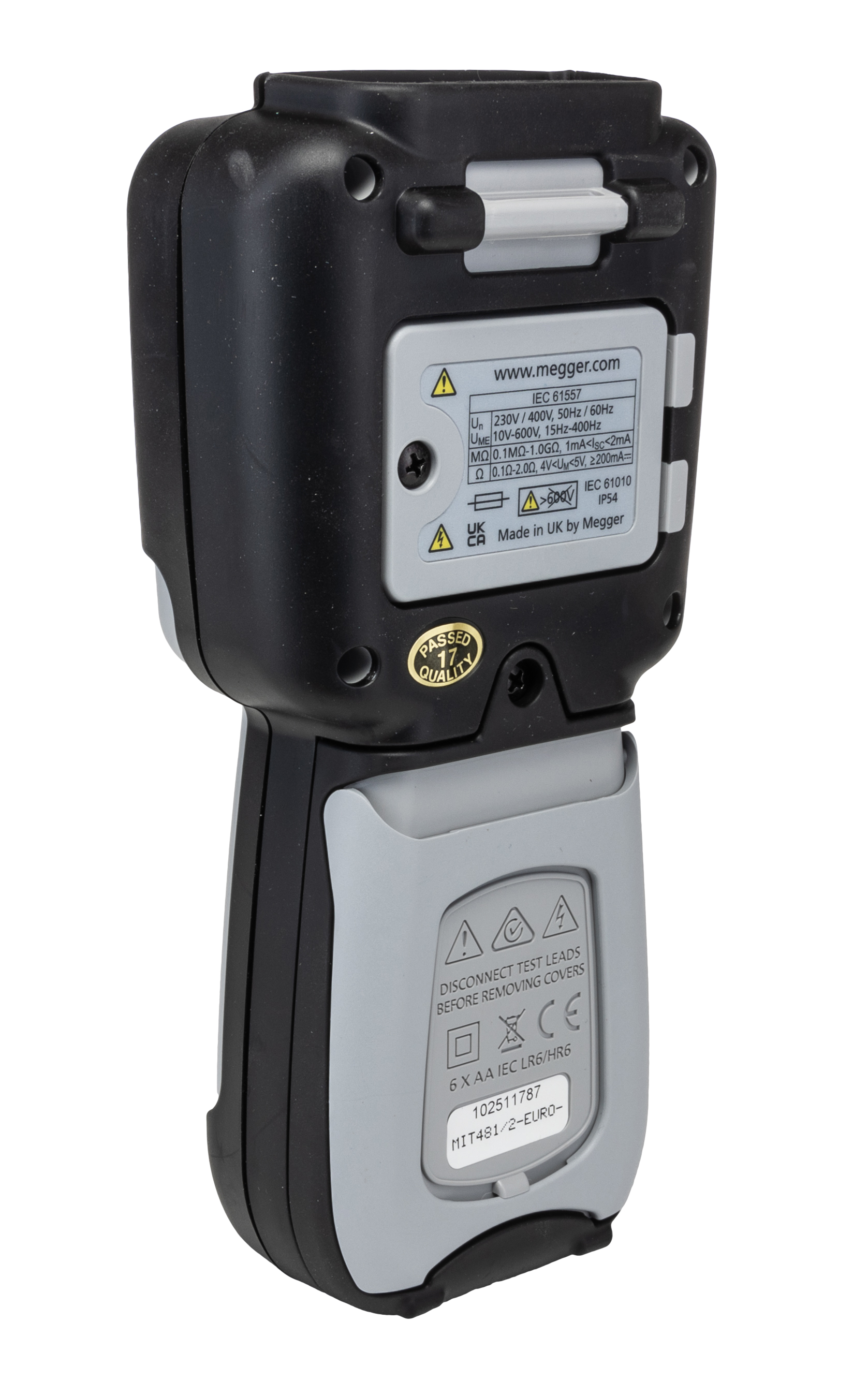 Megger MIT481 Insulation Tester, 50V Min, 500V Max, 200GΩ Max, CAT IV - UKAS Calibration