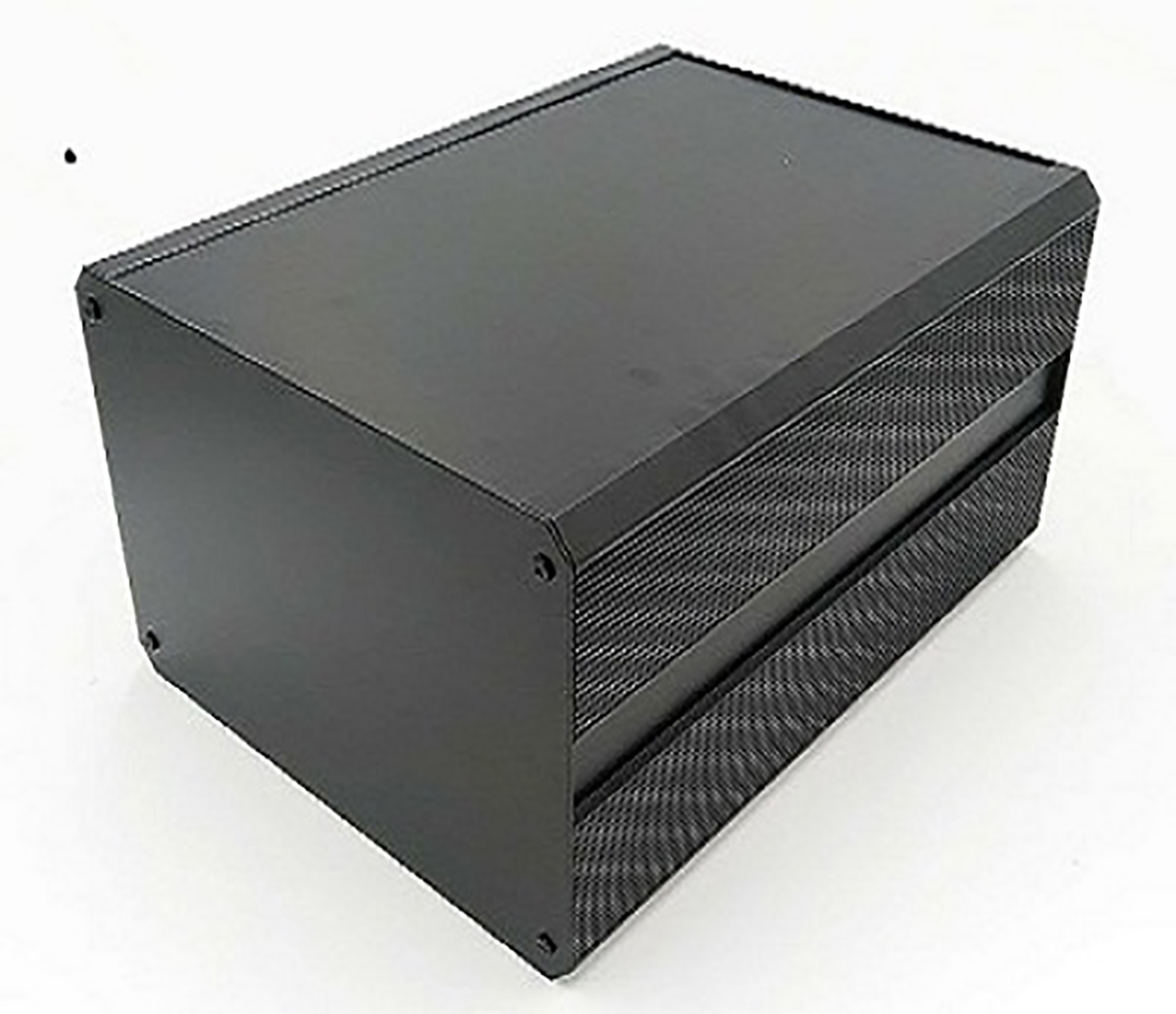RS PRO Black Extruded Aluminium Heat Sink Case, IP40, Black Lid, 300 x 200 x 219mm