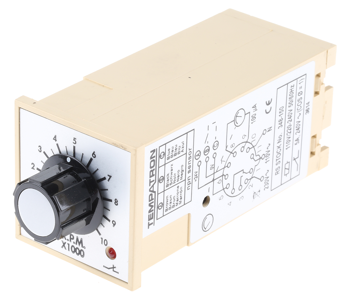 Tempatron Speed Monitoring Relay, SPDT, DIN Rail