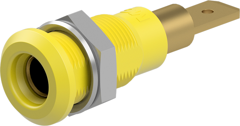 Staubli Yellow Socket Test Socket, Tab Termination, 25A, 30V ac, Gold Plating
