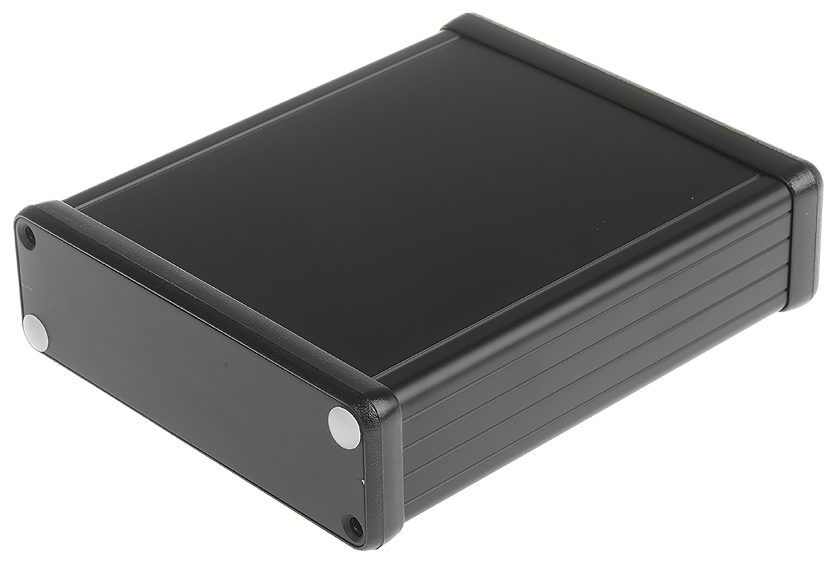Hammond 1455 Series Black Aluminium Enclosure, IP54, Black Lid, 120 x 103 x 31mm