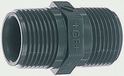 Georg Fischer Plastic Pipe Fitting, Straight Threaded Nipple, R 1/2in to BSPT 1/2in