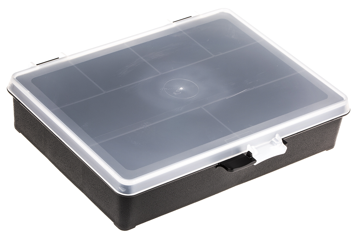 Raaco 7 Cell Black PP Compartment Box, 40mm x 179mm x 151mm