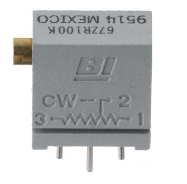 20kΩ, Through Hole Trimmer Potentiometer 0.25 W @ 85 °C Top Adjust TT ElectronicsBI, 64