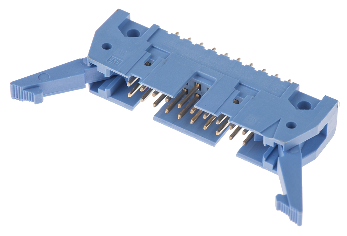 TE Connectivity AMP-LATCH Series Straight Through Hole PCB Header, 20 Contact(s), 2.54 mm Pitch, 2 Row, Shrouded