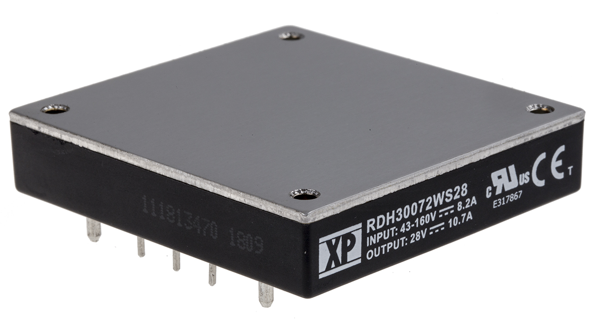 XP Power RDH300 DC-DC Converter, 28V dc/ 10.7A Output, 43 → 160 V dc Input, 300W, Through Hole