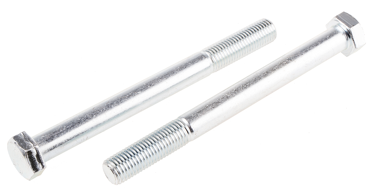 RS PRO Bright Zinc Plated Steel, Hex Bolt, M16 x 170mm