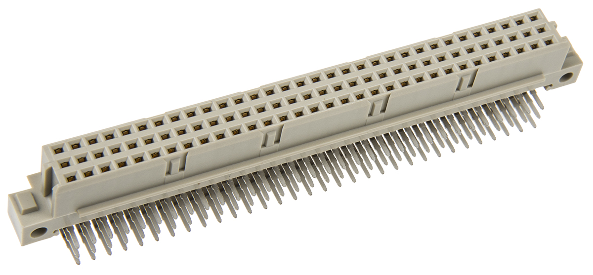 ERNI 96 Way 2.54mm Pitch, Type R Class C2, 3 Row, Right Angle DIN 41612 Connector, Socket