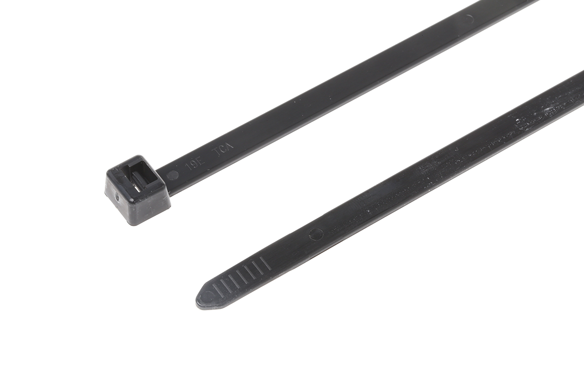 HellermannTyton Cable Tie, Inside Serrated, 460mm x 7.6 mm, Black Polyamide 6.6 (PA66), Pk-100