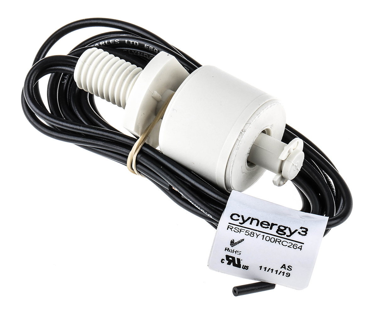 Sensata Cynergy3 RSF50 Series Vertical Polypropylene Float Switch, Float, 1m Cable, NO/NC, 240V ac Max, 120V dc Max