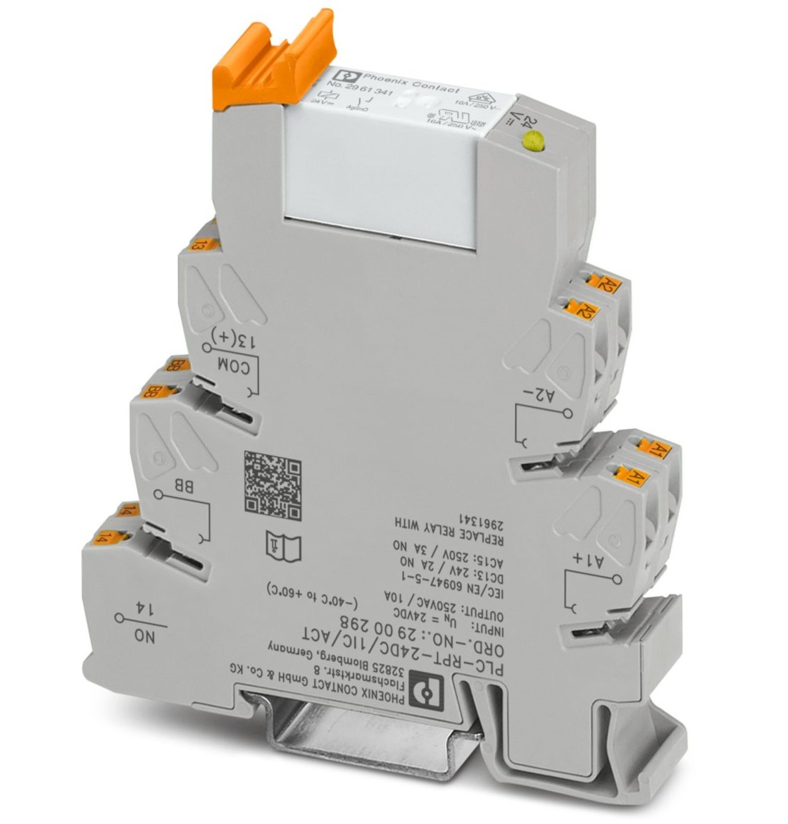Phoenix Contact PLC-RPT24DC/ 1IC/ACT Series Interface Relay, DIN Rail Mount, 24V dc Coil, SPST, 1-Pole
