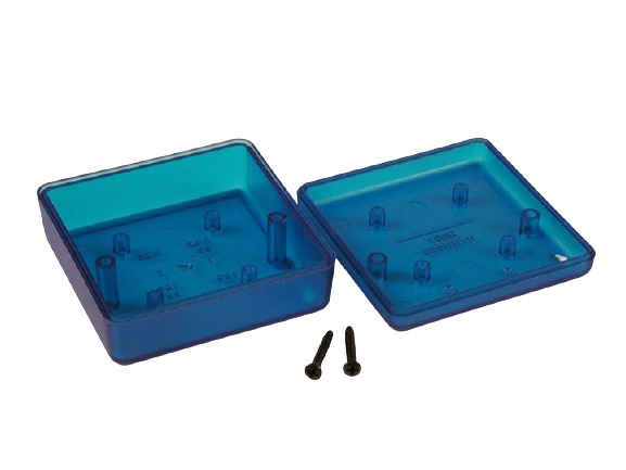 Hammond Transparent Blue ABS Instrument Case, 66 x 66 x 28mm